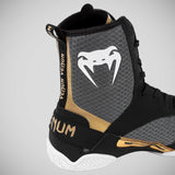 Black/White/Gold Venum Elite Boxing Shoes   