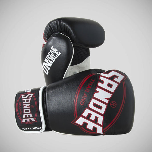 Black/White/Red Sandee Cool-Tec 3-Tone Boxing Gloves