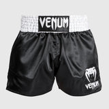 Venum Pantalones cortos clásicos de muay tailandés negro/blanco/blanco