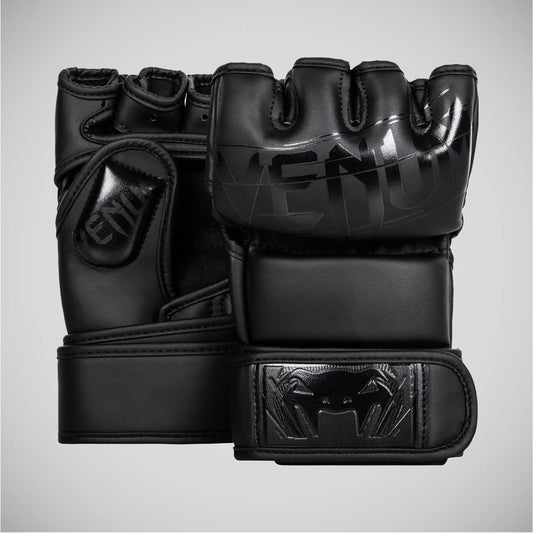 Black/Black Venum Undisputed 2.0 Leather MMA Fight Gloves
