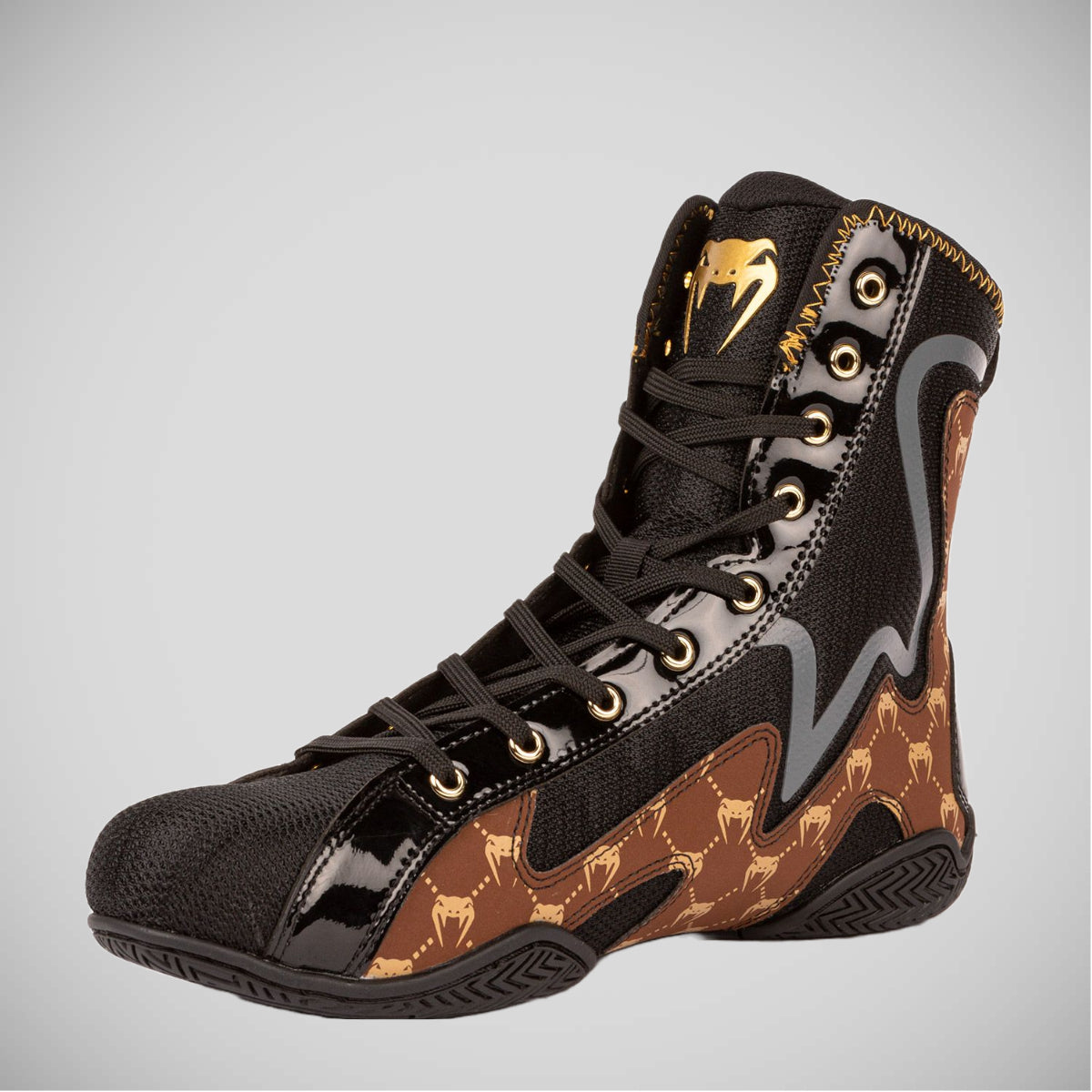 Black/Brown Venum Elite Evo Boxing Shoes   