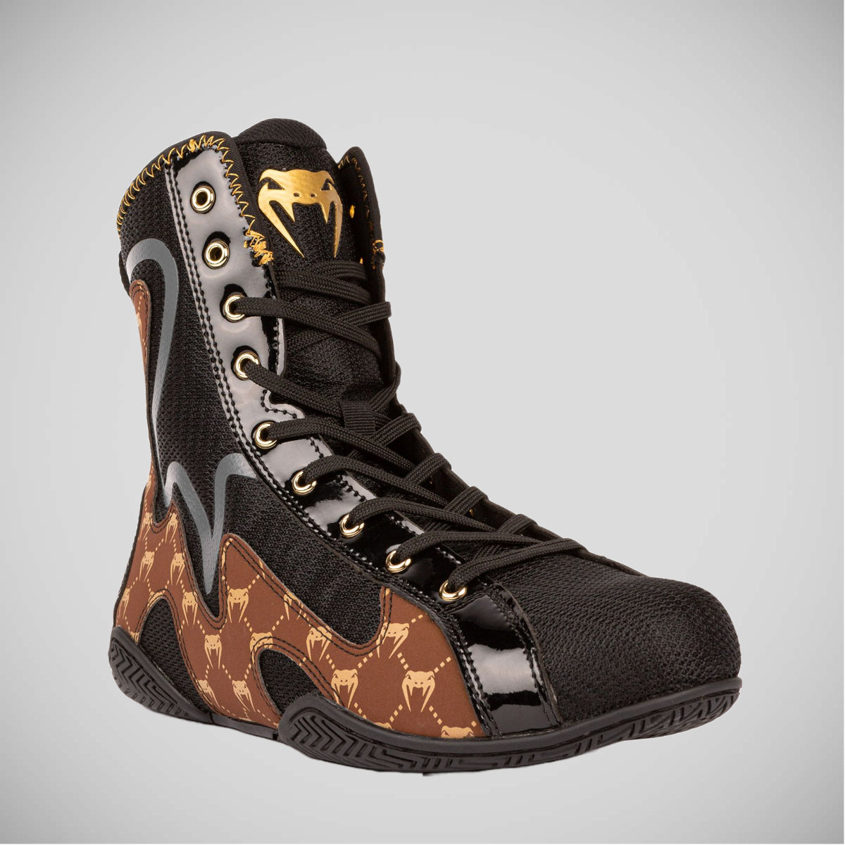 Black/Brown Venum Elite Evo Boxing Shoes   