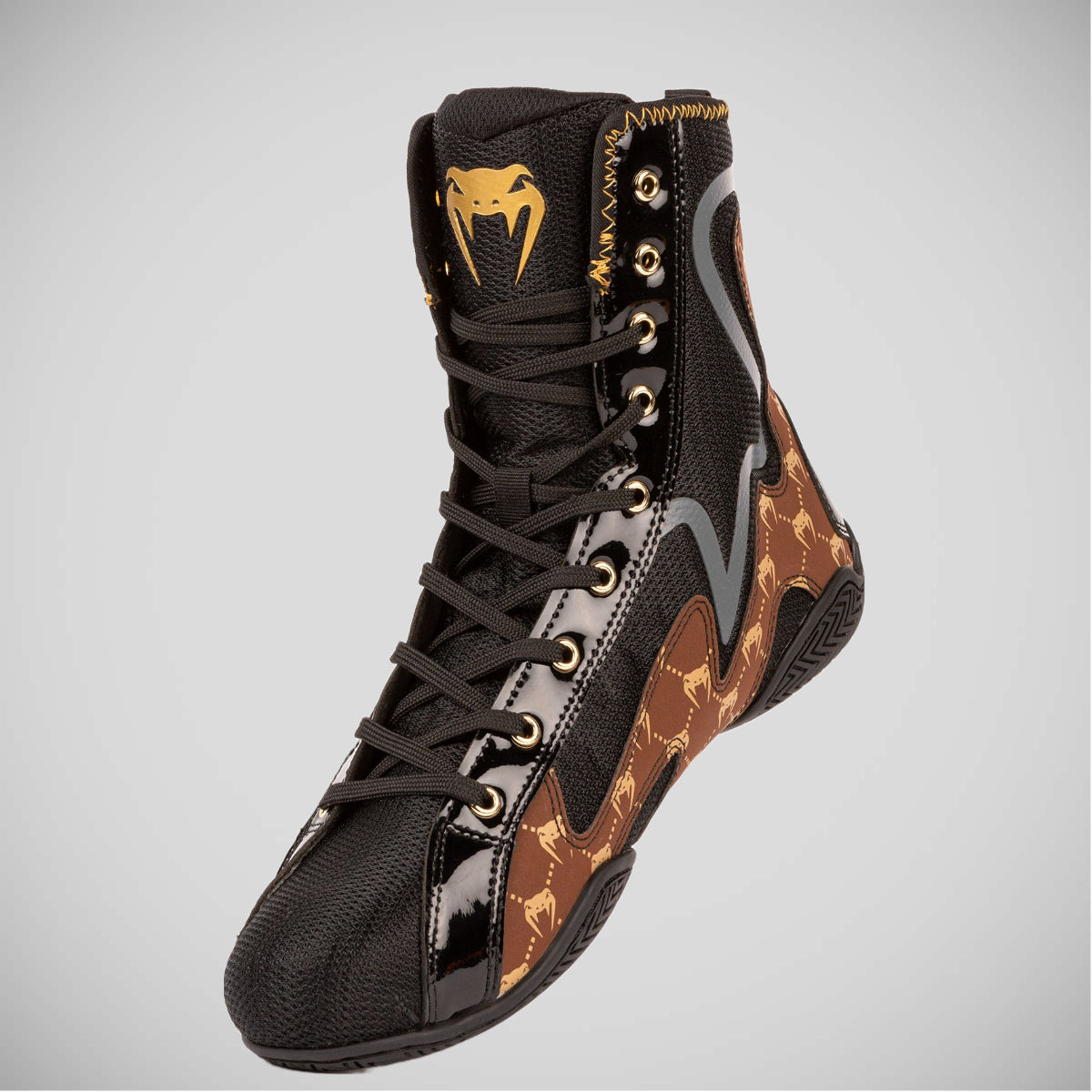 Black/Brown Venum Elite Evo Boxing Shoes   