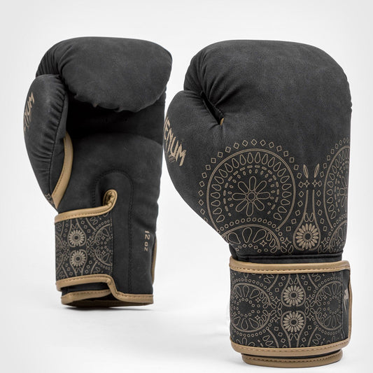 Black/Brown Venum Santa Muerte Dark Side Boxing Gloves