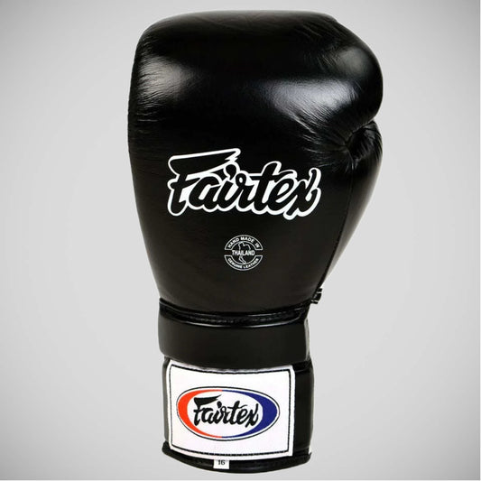 Black Fairtex BGL3 Lace-Up Boxing Gloves