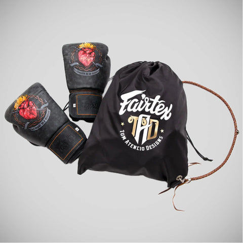 Black Fairtex BGV X Tom Atencio Heart of The Warrior Boxing Gloves