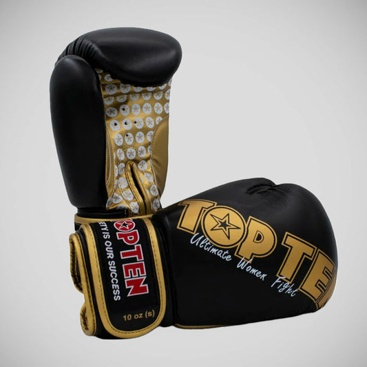 Black/Gold Top Ten Womens Boxing Gloves