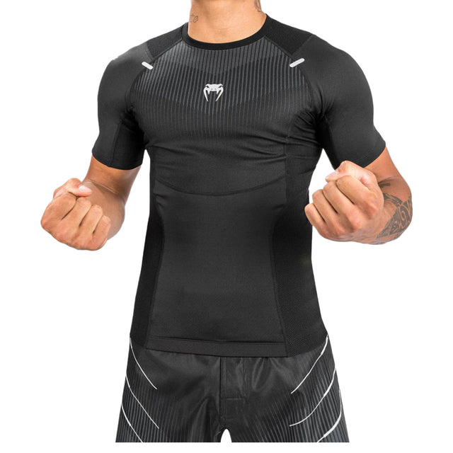 Venum Biomecha Short Sleeve Rash Guard Black/Grey