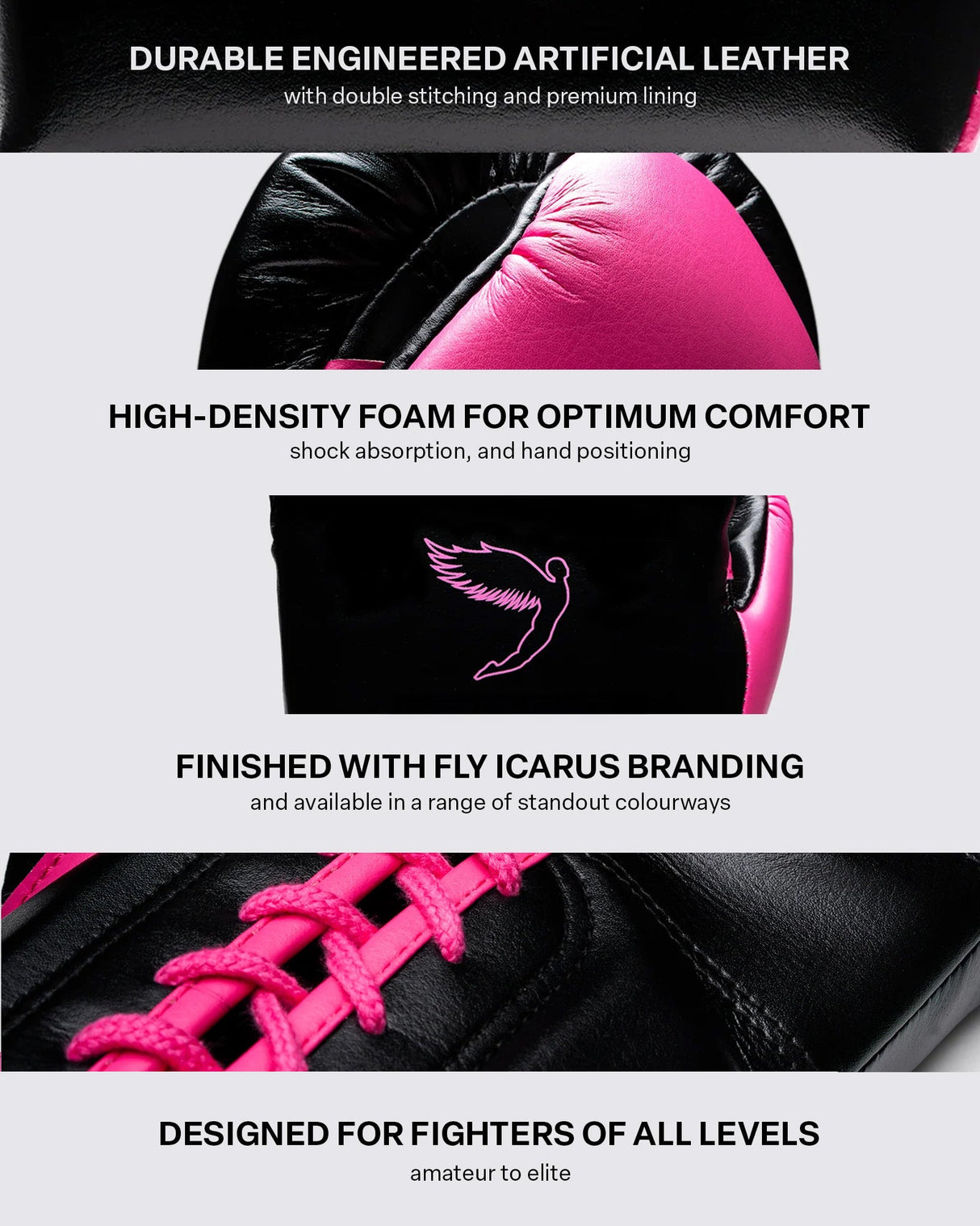 Fly Superlace Pro X 2 Boxing Gloves Black/Pink