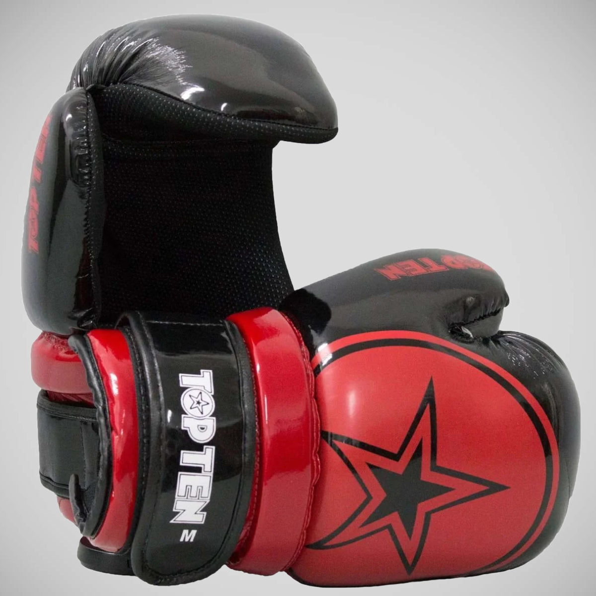 Top Ten Hochglänzende Blockstern -Pointfighter -Handschuhe schwarz/rot