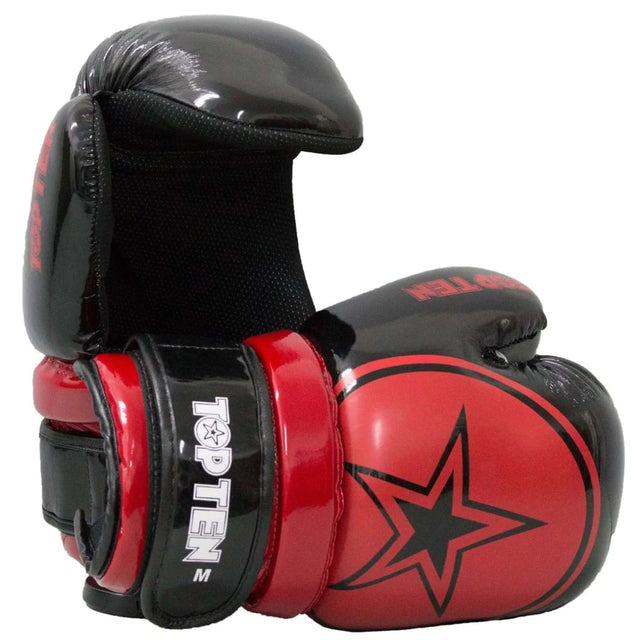 Top Ten Glossy Block Star Pointfighter Gloves Black/Red