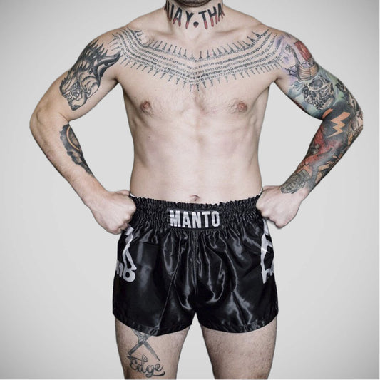 Black/Silver Manto Muay Thai Dual Muay Thai Shorts