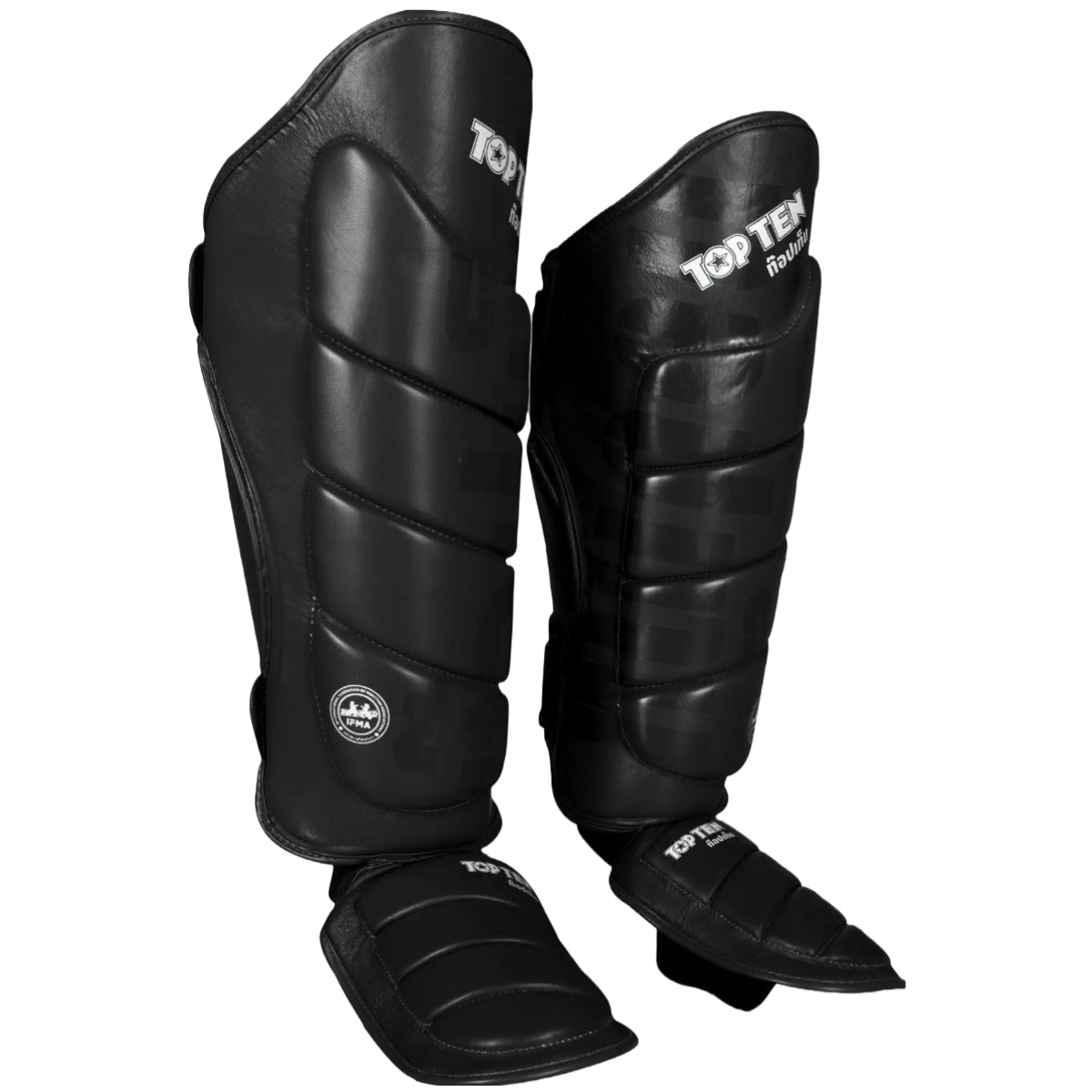 Black Top Ten Shin Guards from Made4Fighters