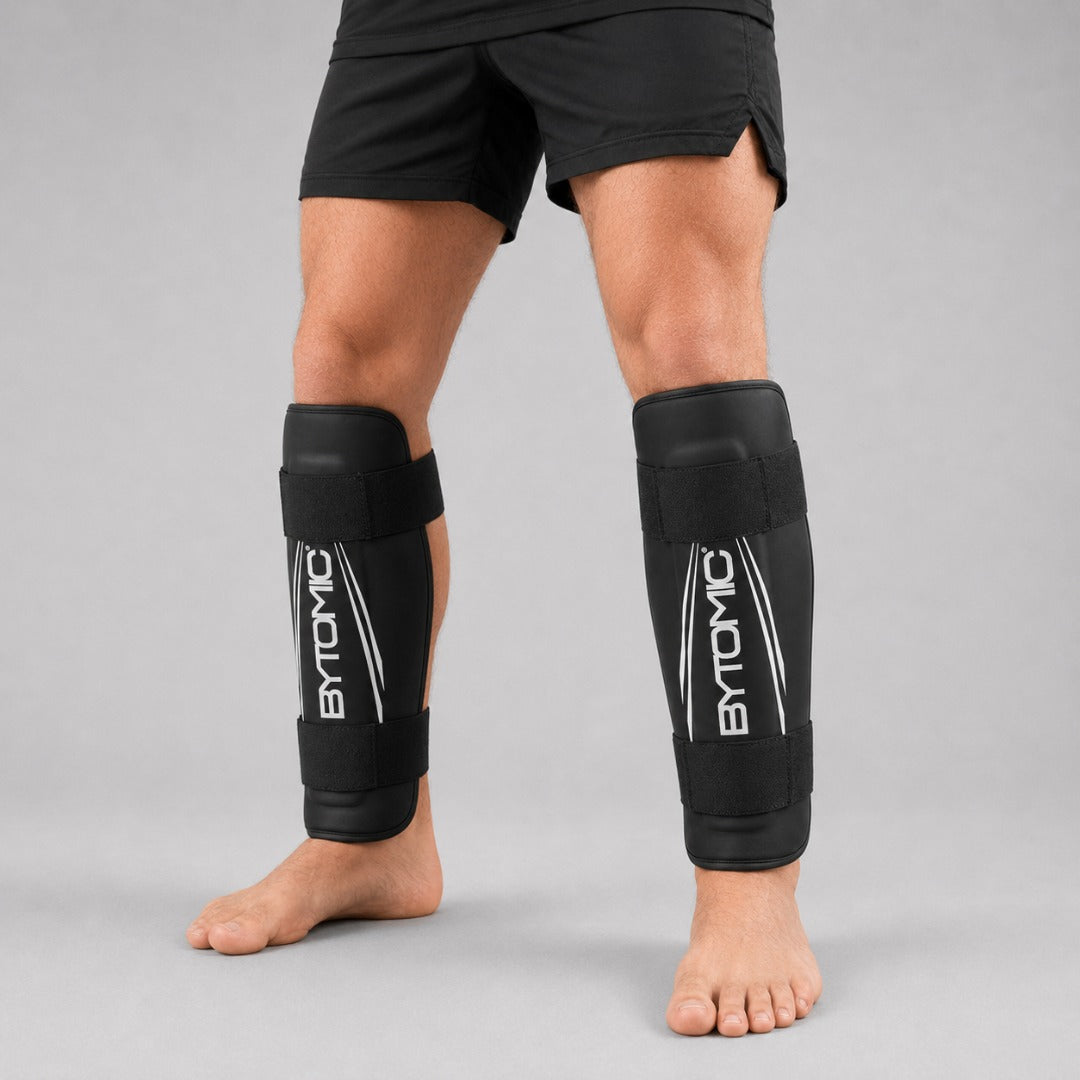 Black/White Bytomic Axis V2 Shin Guards Lifestyle 1