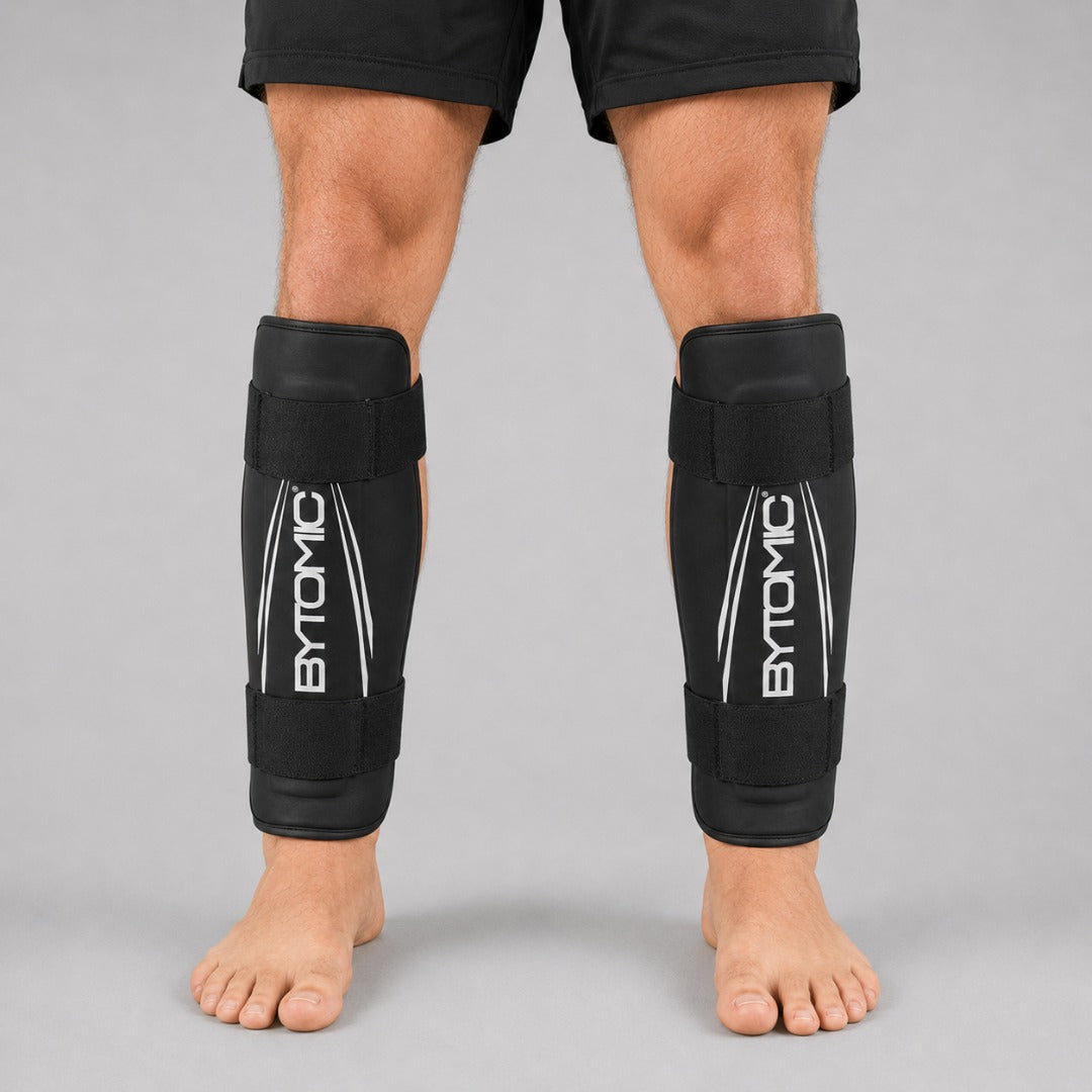 Black/White Bytomic Axis V2 Shin Guards Lifestyle 4