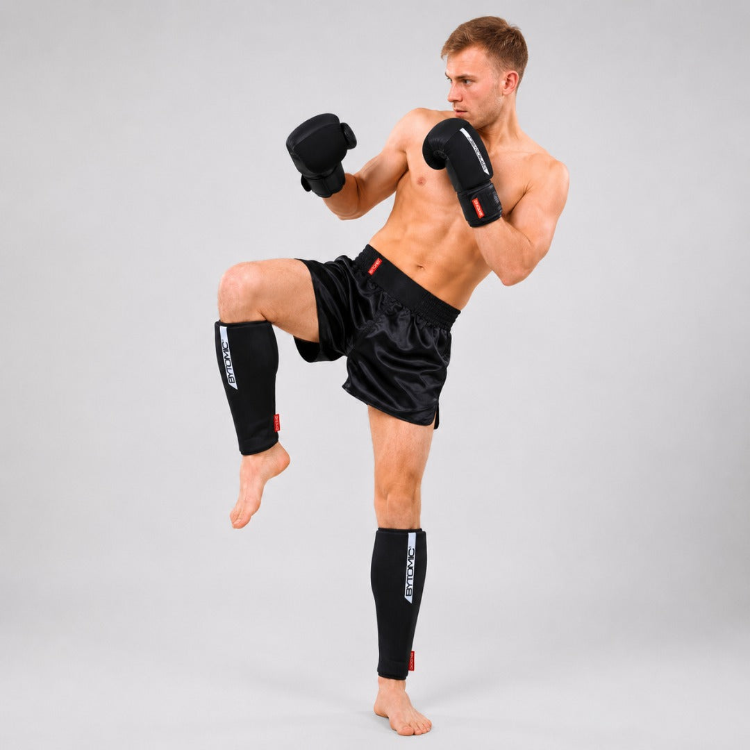 Bytomic Red Label Elasticated Shin Guards Black/White