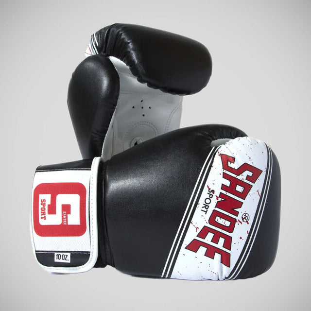 Sandee Sport Hook and Loop Fastening 2 Tone Boxing Gloves Black/White