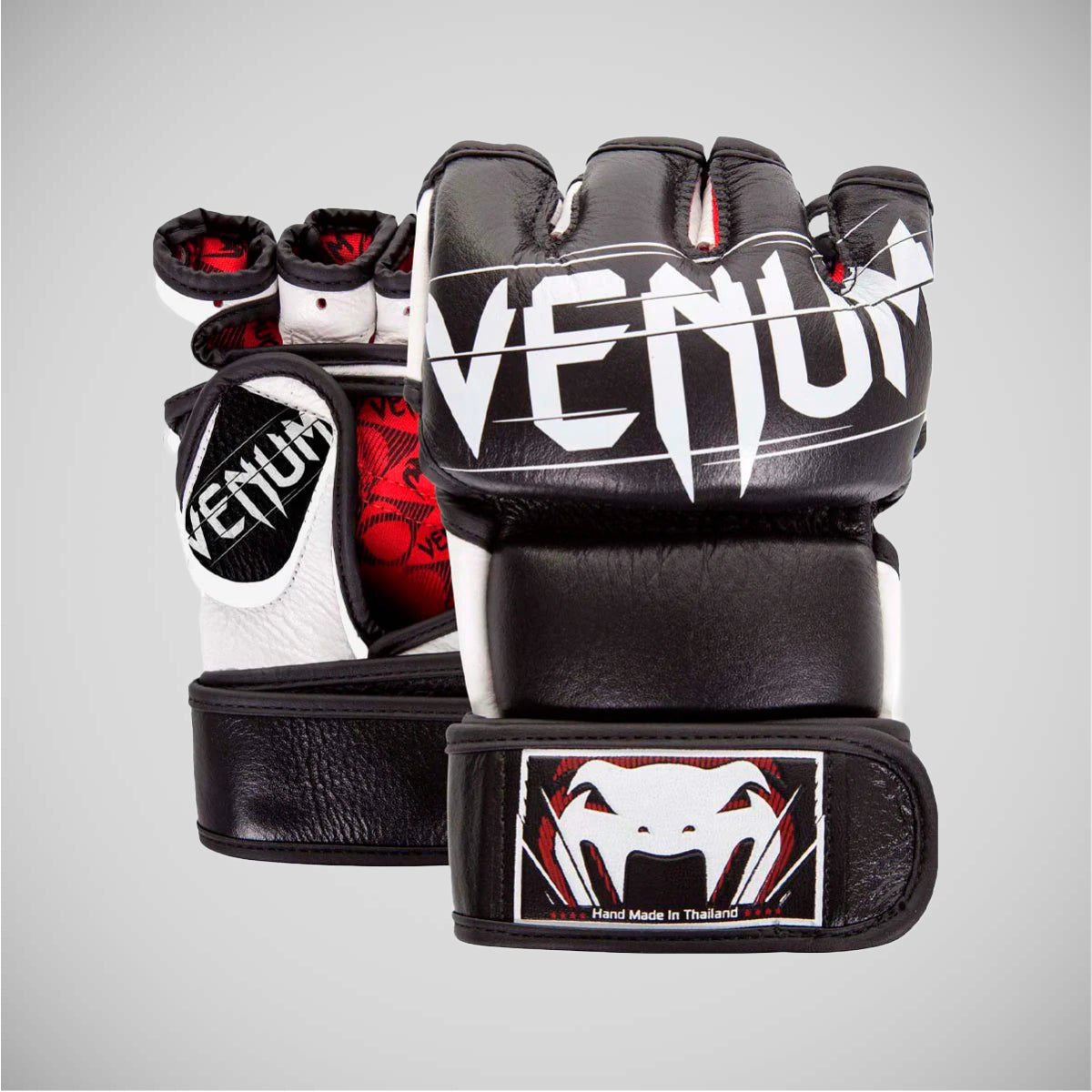 Black/White Venum Undisputed 2.0 Leather MMA Fight Gloves Small  