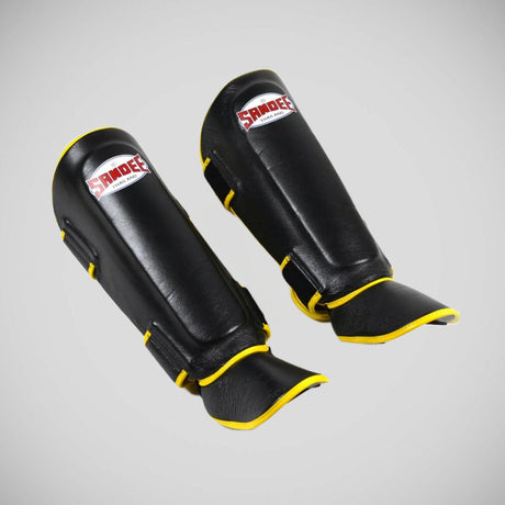 Sandee Authentic Leather Shin Guards Black/Yellow