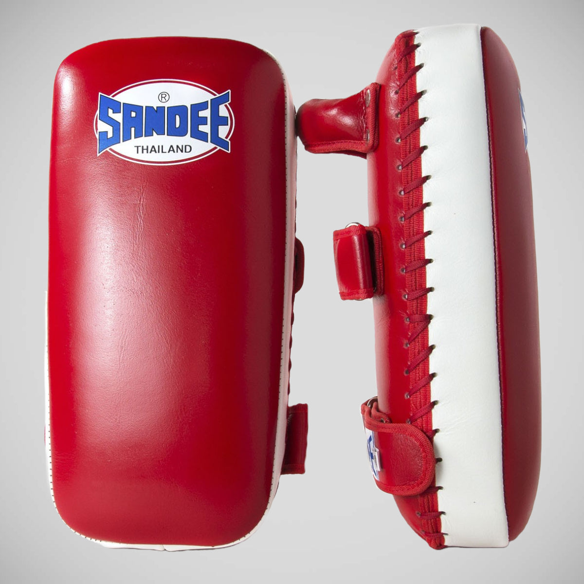 Sandee Extra Thick Flat Thai Kick Pads Red/White