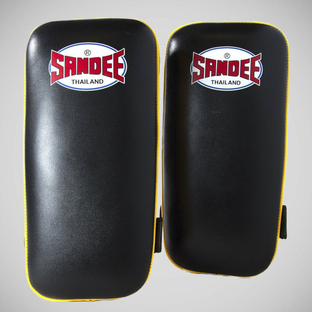 Sandee Extra Thick Flat Thai Kick Pads Black/Yellow