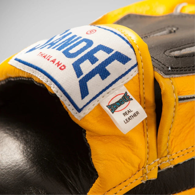 Sandee Leather Authentic Curved Focus Mitts Black/Yellow