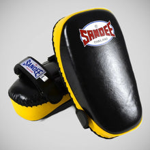 Black/Yellow Sandee Leather Authentic Curved Thai Pads