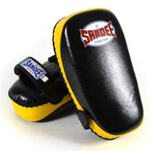 Black/Yellow Sandee Leather Authentic Curved Thai Pads