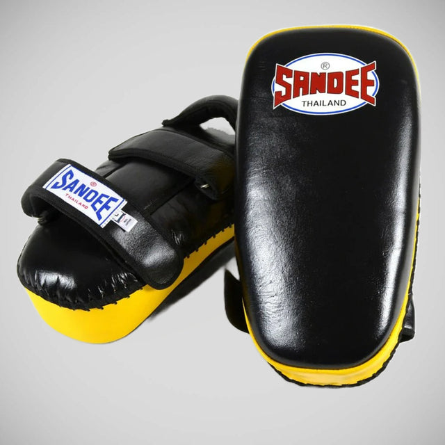 Sandee Leather Authentic Curved Thai Pads Black/Yellow