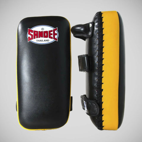 Black/Yellow Sandee Leather Authentic Large Flat Thai Pads