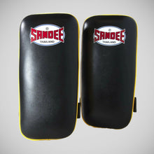 Black/Yellow Sandee Leather Authentic Large Flat Thai Pads