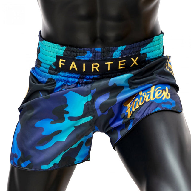 Fairtex BS1916 Golden Jubilee Luster Muay Thai Shorts Blue
