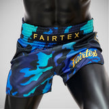 Fairtex BS1916 Goldener Jubiläumsglanz Muay Thai Shorts Blau