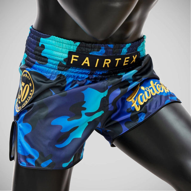 Fairtex BS1916 Golden Jubilee Luster Muay Thai Shorts Blue