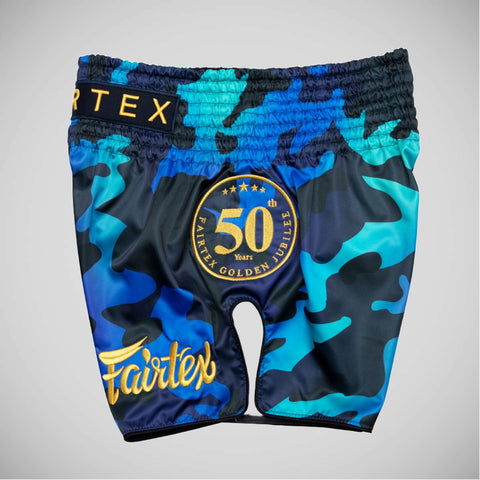Blue Fairtex BS1916 Golden Jubilee Luster Muay Thai Shorts