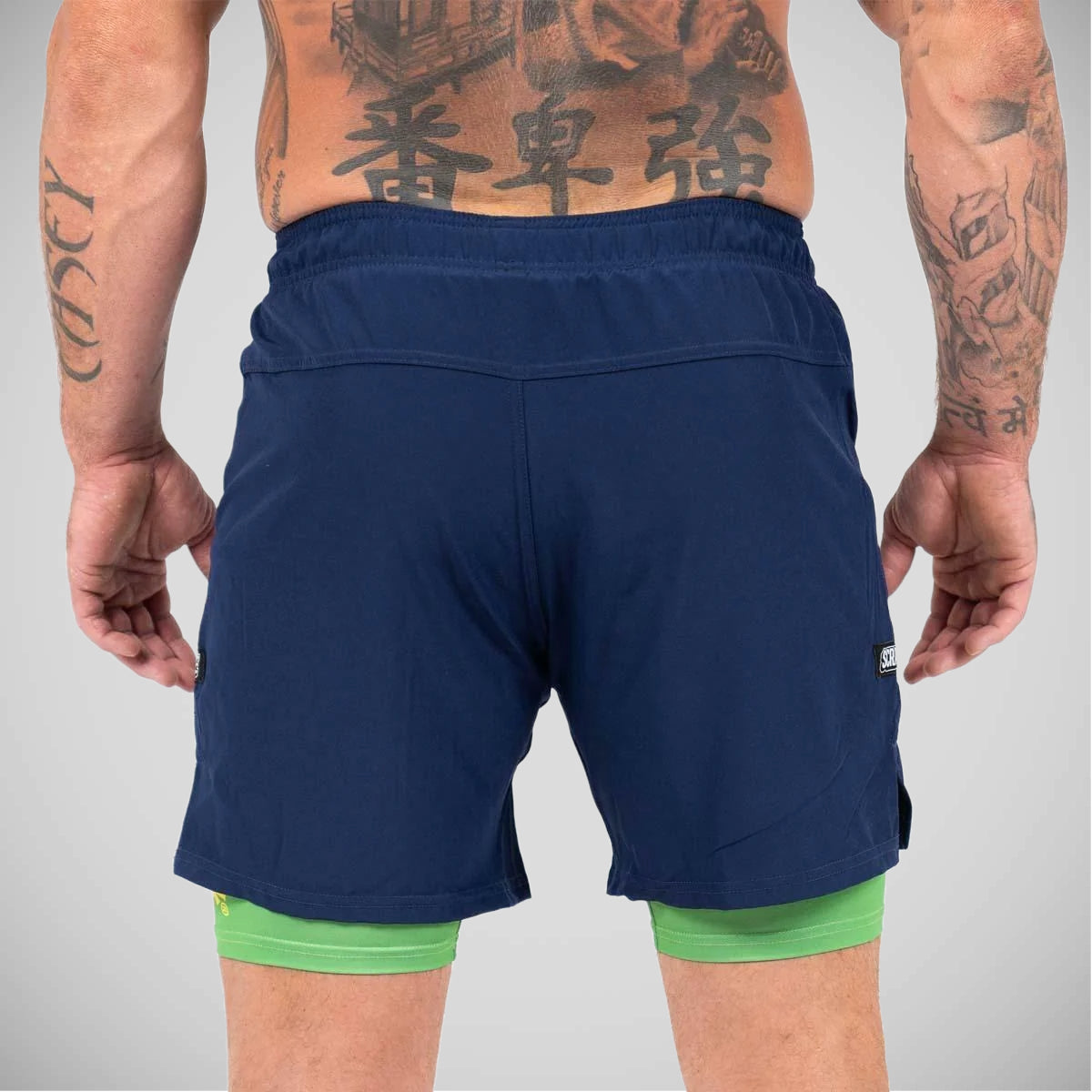 Pantaloni scurți de combinație scramble albastru/verde