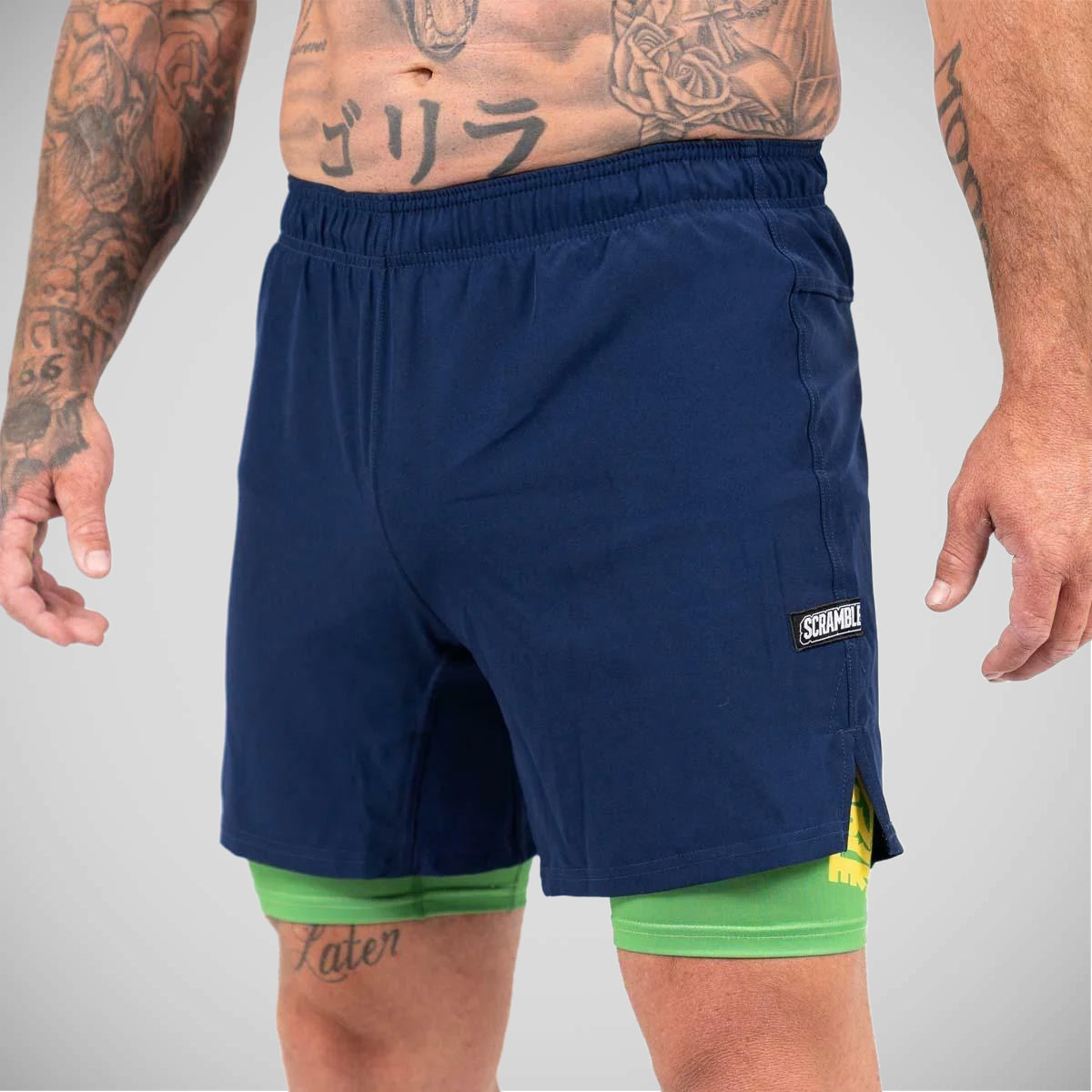 Pantaloni scurți de combinație scramble albastru/verde