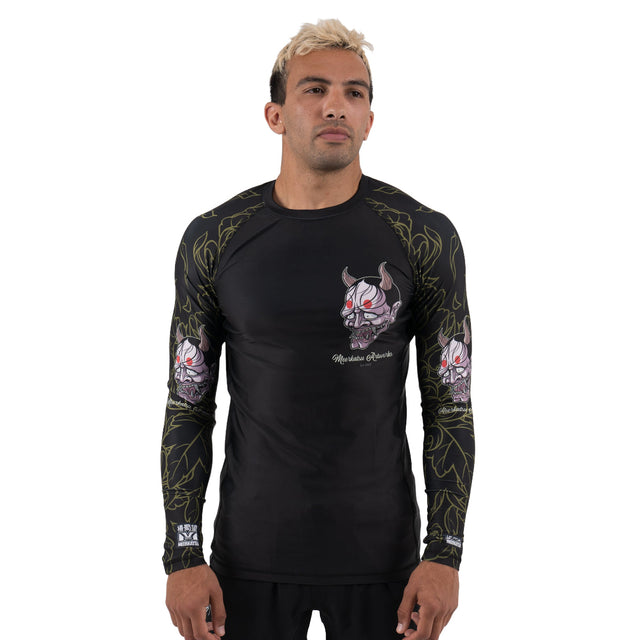 Meerkatsu The Laughing Hannya Long Sleeve Rash Guard Blue/Orange
