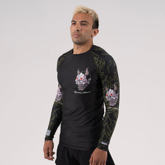 Meerkatsu The Laughing Hannya Long Sleeve Rash Guard Blue/Orange
