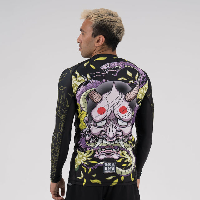 Meerkatsu The Laughing Hannya Long Sleeve Rash Guard Blue/Orange