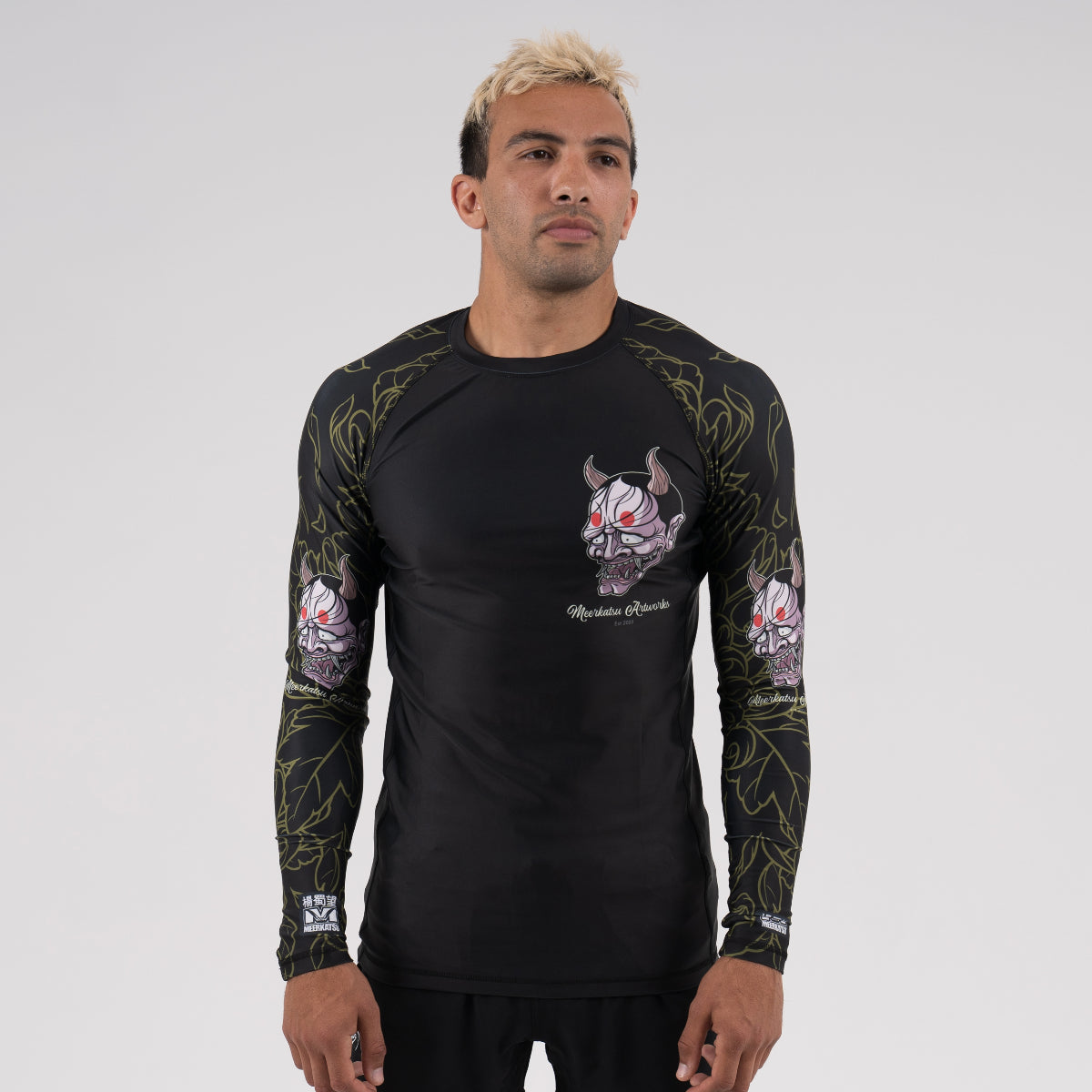 Meerkatsu The Laughing Hannya Long Sleeve Rash Guard Blue/Orange at ...