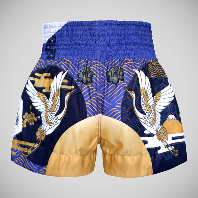 TUFF Sport MS651 Majestic Crane Muay Thai Shorts Blue