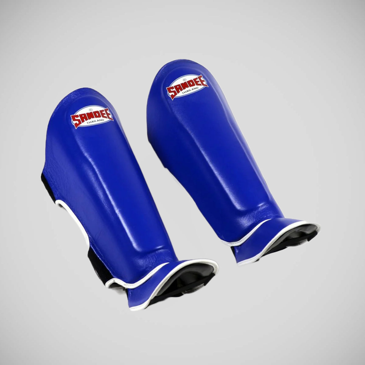 Blue Sandee Authentic Leather Shin Guards from Made4Fighters