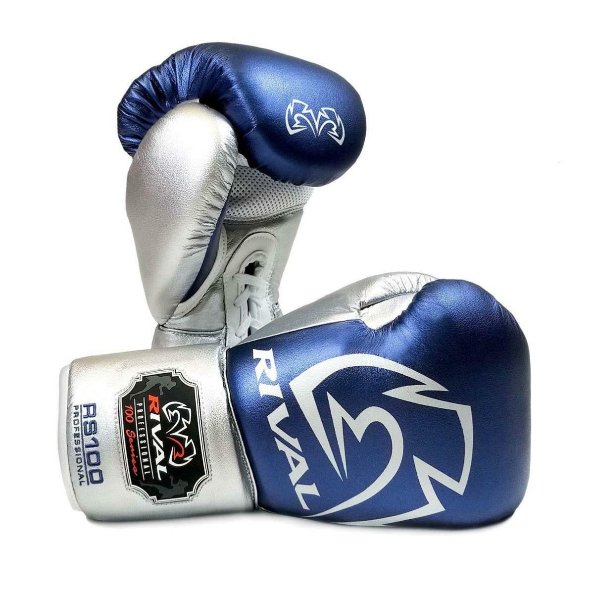 Blue Thing F4 Rival Rival RS100 Professional Sparring Gloves Blue/Silver from Made4Fighters