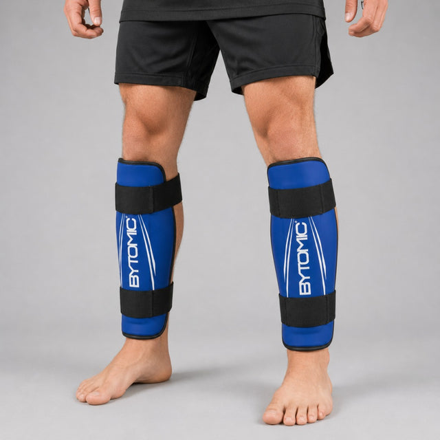 Blue/White Bytomic Axis V2 Shin Guards Lifestyle 1