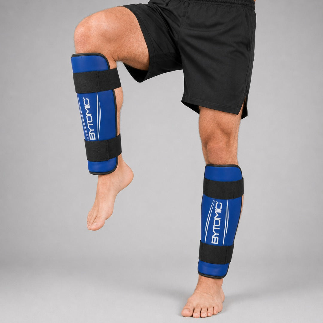 Blue/White Bytomic Axis V2 Shin Guards Lifestyle 5