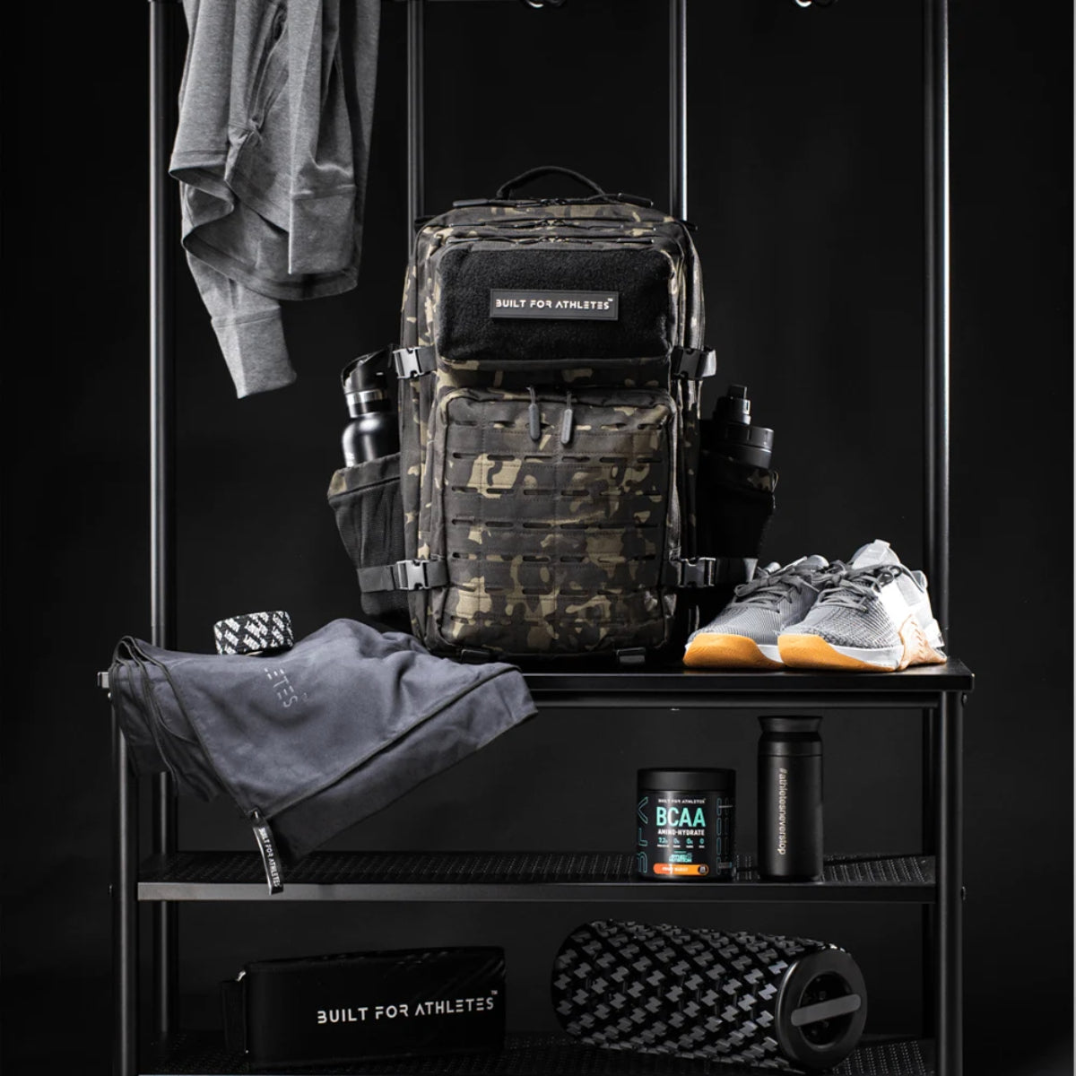 Gebaut für Athleten großer Fitness -Rucksack schwarzer Camo