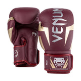 Luvas de boxe de elite de venum bordô/ouro