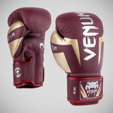 Luvas de boxe de elite de venum bordô/ouro