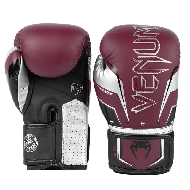 Venum Elite Evo Boxing Gloves Burgundy/Silver